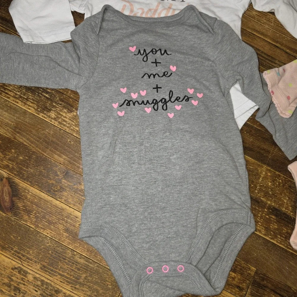 Baby Girl 6-9 Mo Bodysuit 8 pc Long-sleeved Lot Pajamas Tops One Piece Bundle